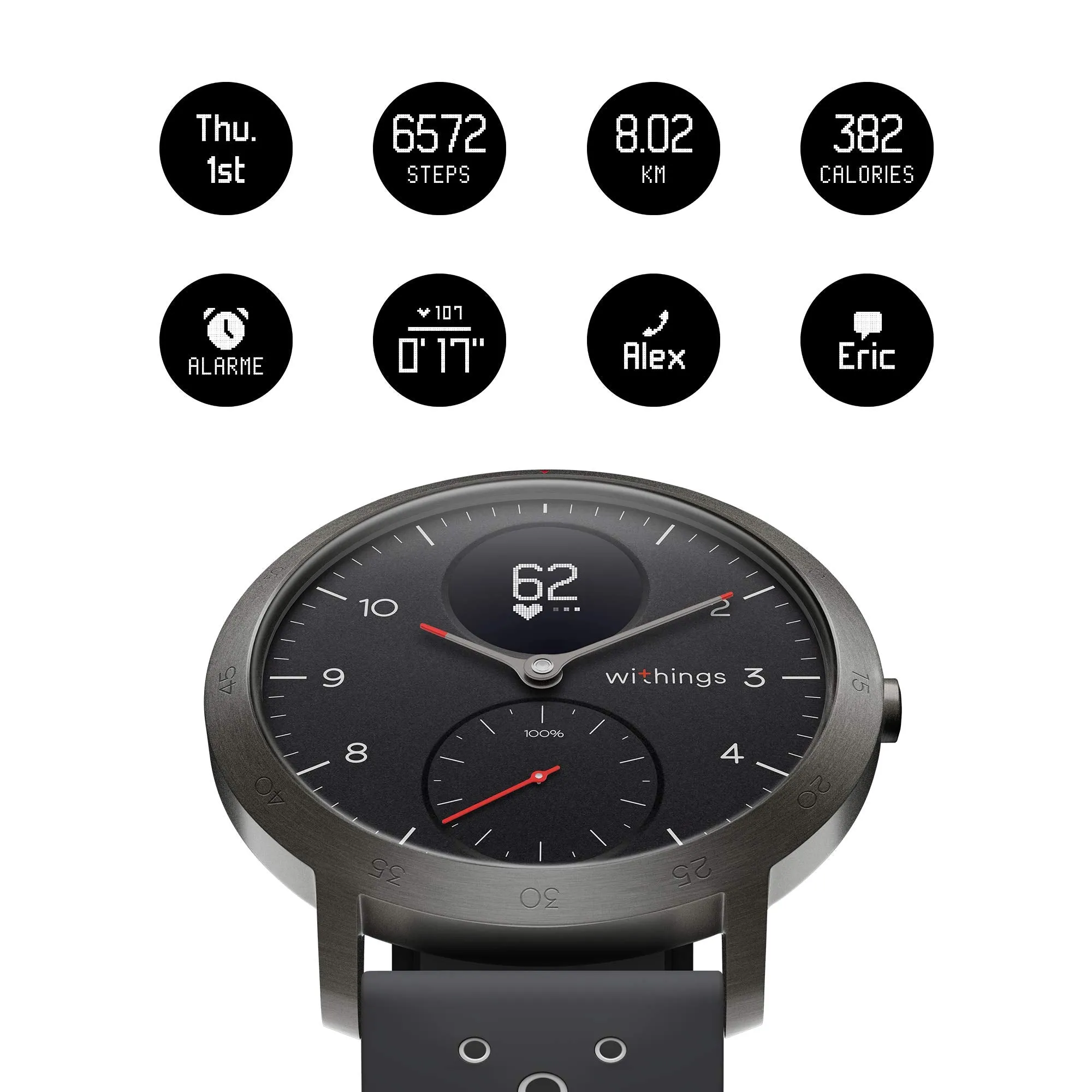 Withings Unisex's Steel Hr Sport is A Hybrid Smartwatch, Black, 40mm