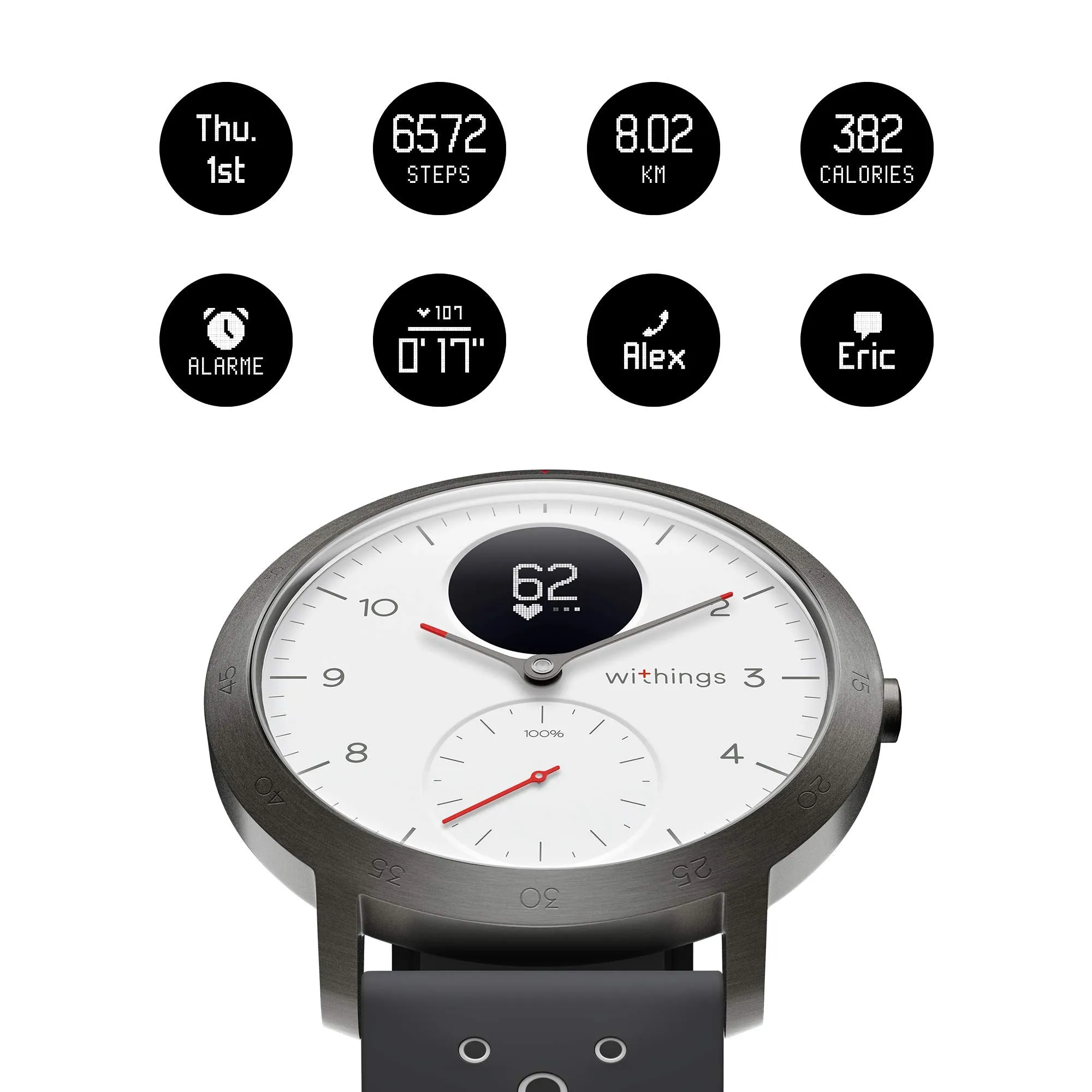 Withings Unisex's Steel Hr Sport is A Hybrid Smartwatch, White, 40mm