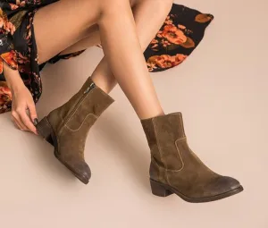 Women Boots Fashion Brand Genuine Leather Cow Suede Zipper Ankle Length Lady Shoes Top Quality Shoes Handmade