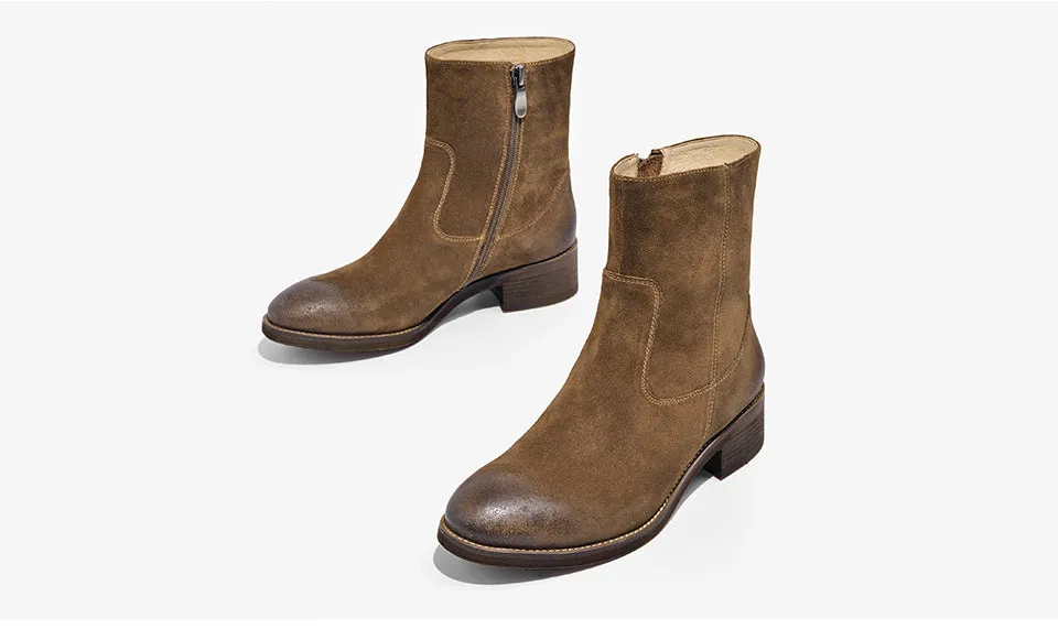 Women Boots Fashion Brand Genuine Leather Cow Suede Zipper Ankle Length Lady Shoes Top Quality Shoes Handmade