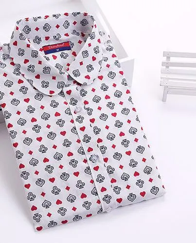 Women Cherry Blouses Long Sleeve Shirt Turn Down Collar Floral Blouse Women And Blouses Fashion
