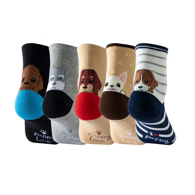 Women's Cartoon Cat Cotton Socks - 5 Pairs