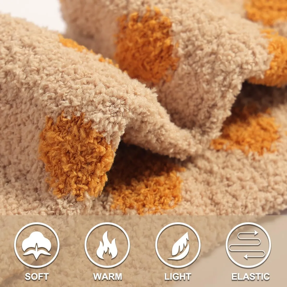 Women's Fluffy Caramel Color Slipper Socks - 6 Pairs