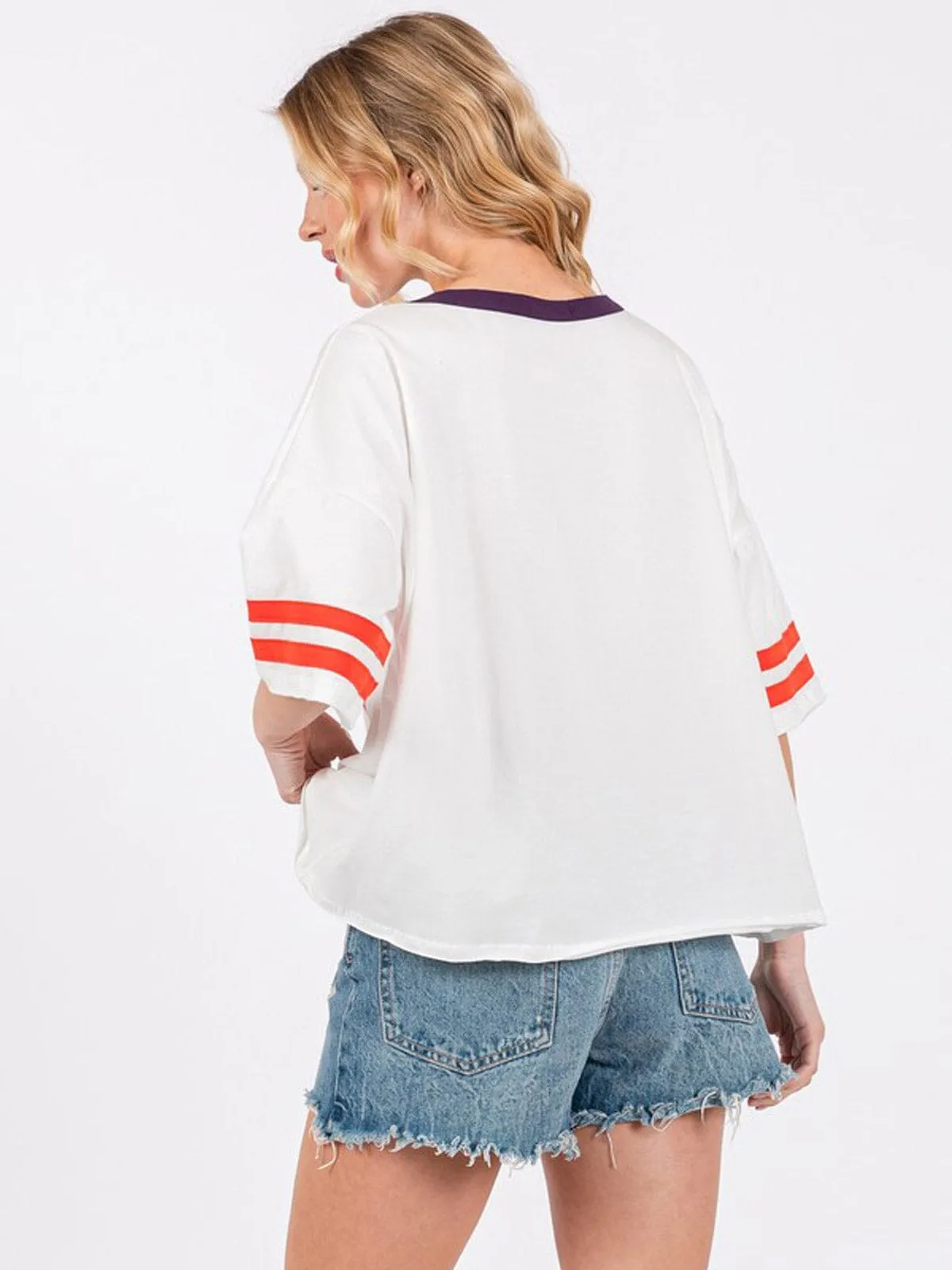 WOMEN'S SHORT SLEEVE USA COLORBLOCK BASIC TOP