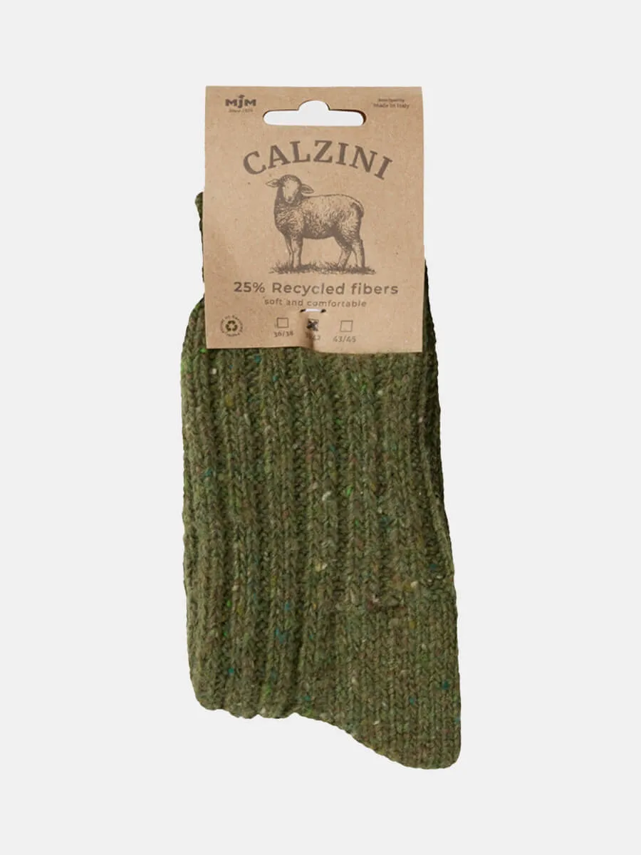 Wool Mix Socks Rib Soft - Green