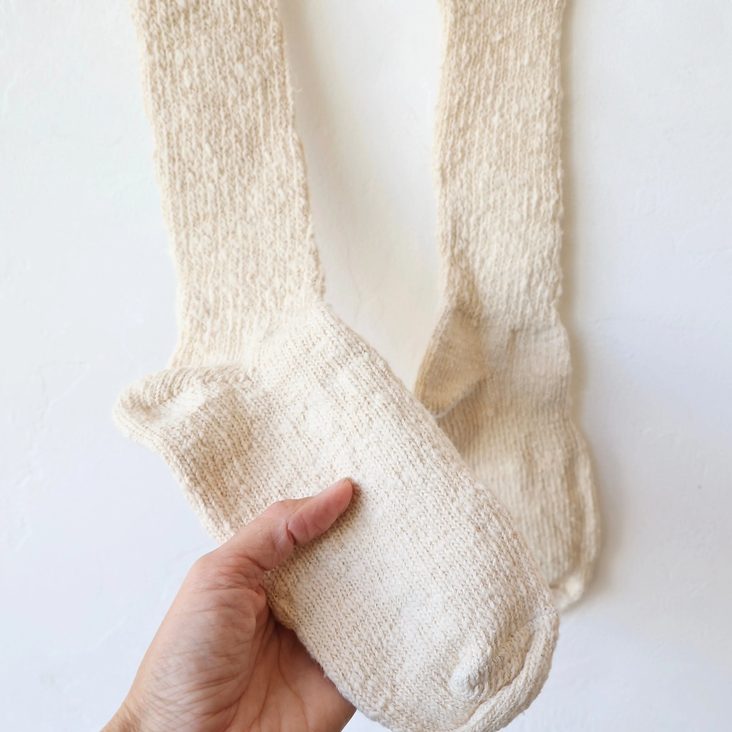 Yahae Organic Cotton Slipper Socks - Natural