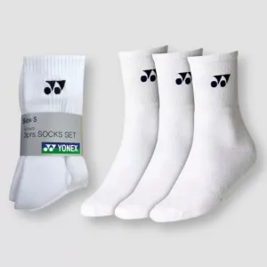 YONEX Sports Crew Socks Set (Pack of 3) 8422EX White