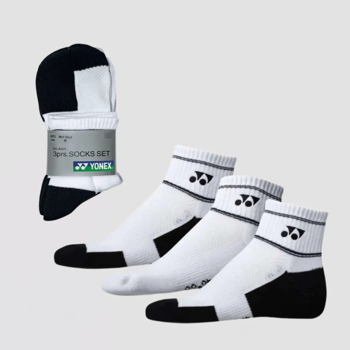 YONEX Sports Quarter Socks Set 8423EX (Pack of 3)